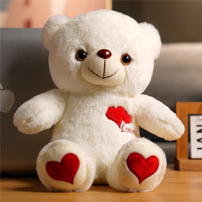 30Cm Luminous Bear with Bowtie Rose Heart Luminous Plush Baby Stuffed Toys Lighting Stuffed Bear Lovely Giant Cartoon Toy