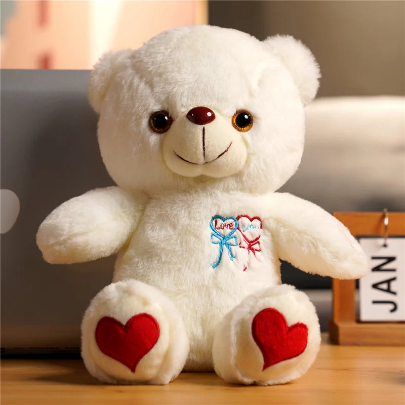 30Cm Luminous Bear with Bowtie Rose Heart Luminous Plush Baby Stuffed Toys Lighting Stuffed Bear Lovely Giant Cartoon Toy