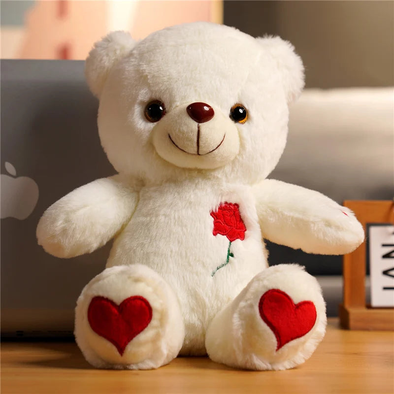 30Cm Luminous Bear with Bowtie Rose Heart Luminous Plush Baby Stuffed Toys Lighting Stuffed Bear Lovely Giant Cartoon Toy