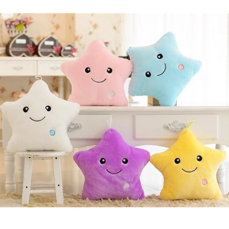 34CM Creative Toy Luminous Pillow Soft Stuffed Plush Glowing Colorful Stars Cushion Led Light Toys Gift for Kids Children Girls