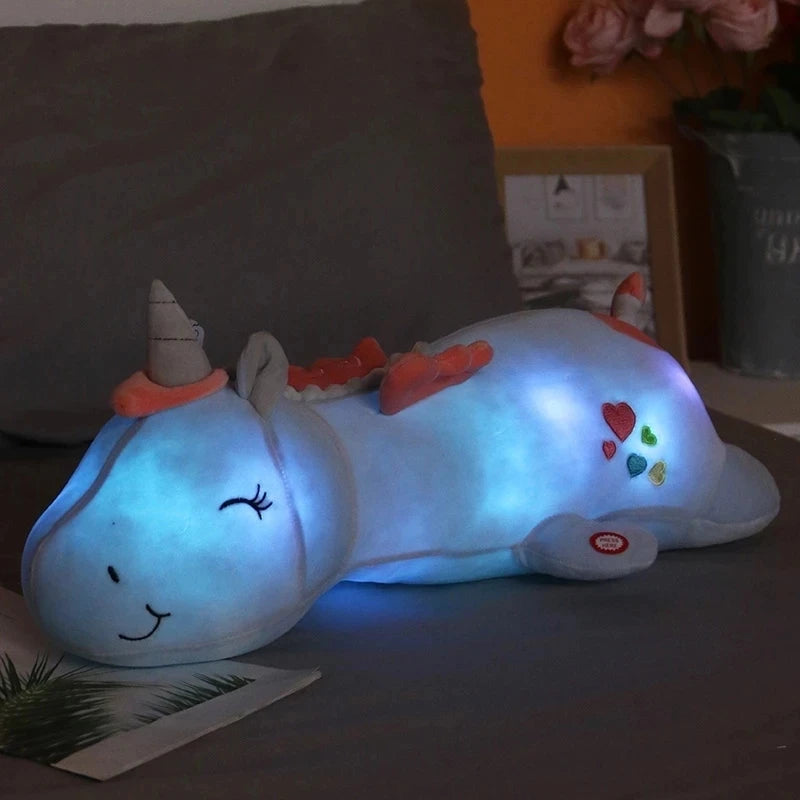 60Cm Giant Cute Glowing LED Light Unicorn Plush Toys Lovely Luminous Animal Pillow Stuffed Dolls for Children Kids Gifts