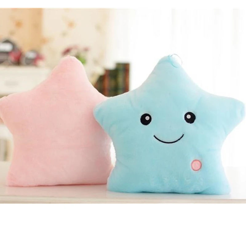 34CM Creative Toy Luminous Pillow Soft Stuffed Plush Glowing Colorful Stars Cushion Led Light Toys Gift for Kids Children Girls