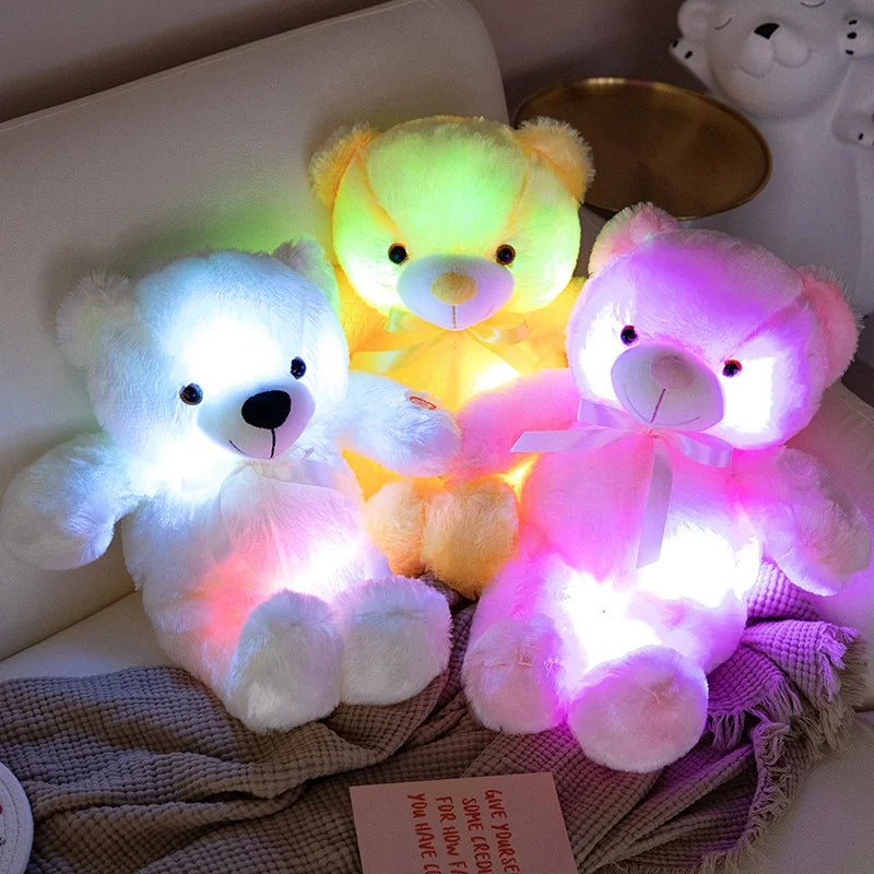 Colorful Glowing Bear Plush Toy Luminous Creative Light up LED Teddy Bear Xmas Gift Kids Birthday Gift