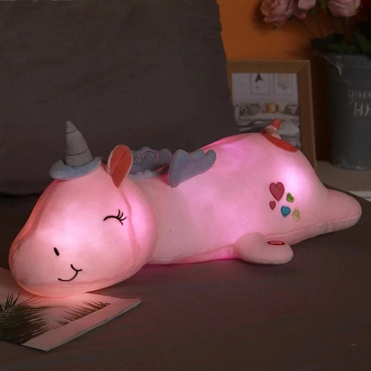 60Cm Giant Cute Glowing LED Light Unicorn Plush Toys Lovely Luminous Animal Pillow Stuffed Dolls for Children Kids Gifts