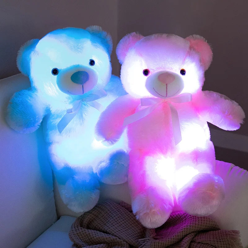 Colorful Glowing Bear Plush Toy Luminous Creative Light up LED Teddy Bear Xmas Gift Kids Birthday Gift